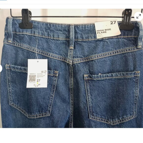 WT Forever 21 High Rise Flare Jeans Size 27 Medium Wash - Picture 6 of 6
